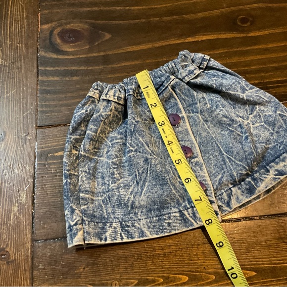 Vintage Homemade Denim Blue Kids Skirt with Purple Buttons - Picture 4 of 6